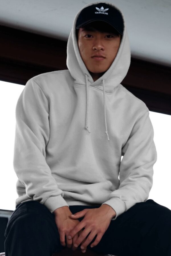 White Basic Hooded Sweatshirt