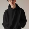 Black Basic Oversized Hooded sweatshirt