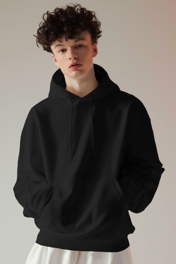 Black Basic Oversized Hooded sweatshirt