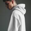 White Basic Oversized Hooded sweatshirt