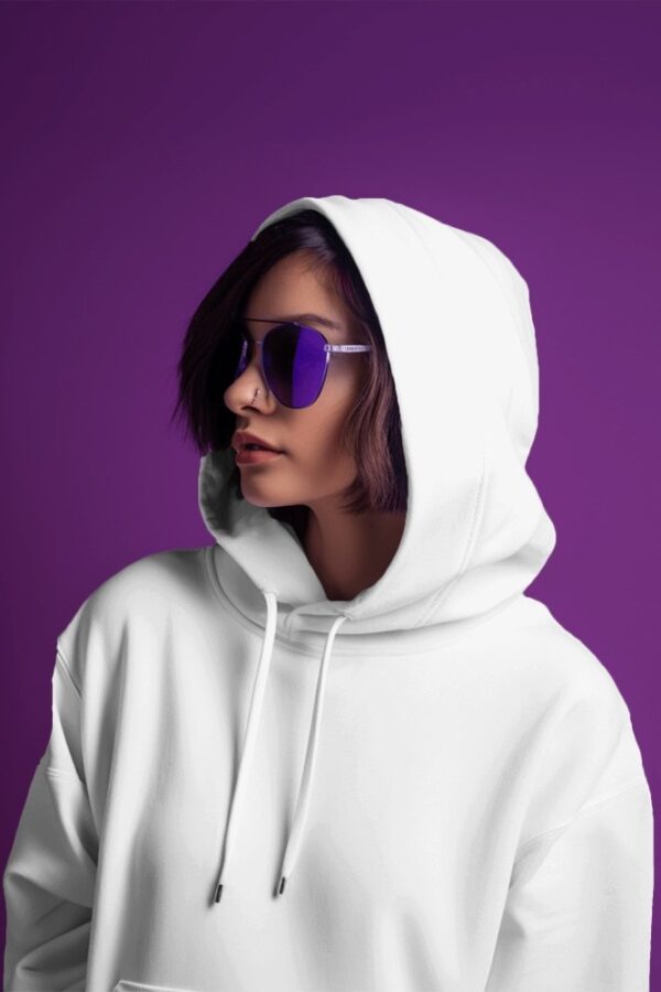 White Basic Oversized Hooded Sweatshirt