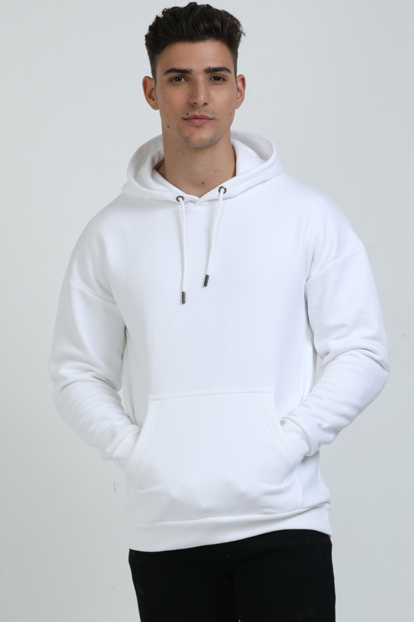 White Basic Hooded Sweatshirt