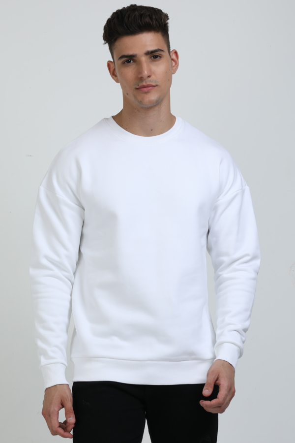 White Basic Oversized Sweatshirt