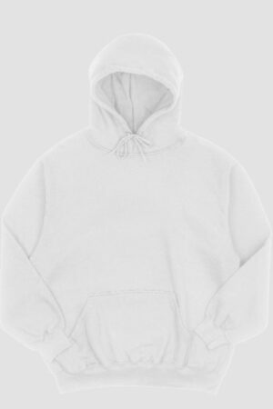 White Basic Oversized Hooded Sweatshirt